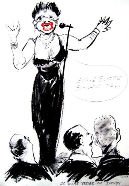 BRÜNNHILDE - Es wäre besser sie strippt..., Zeichnung, 70 x 50 cm